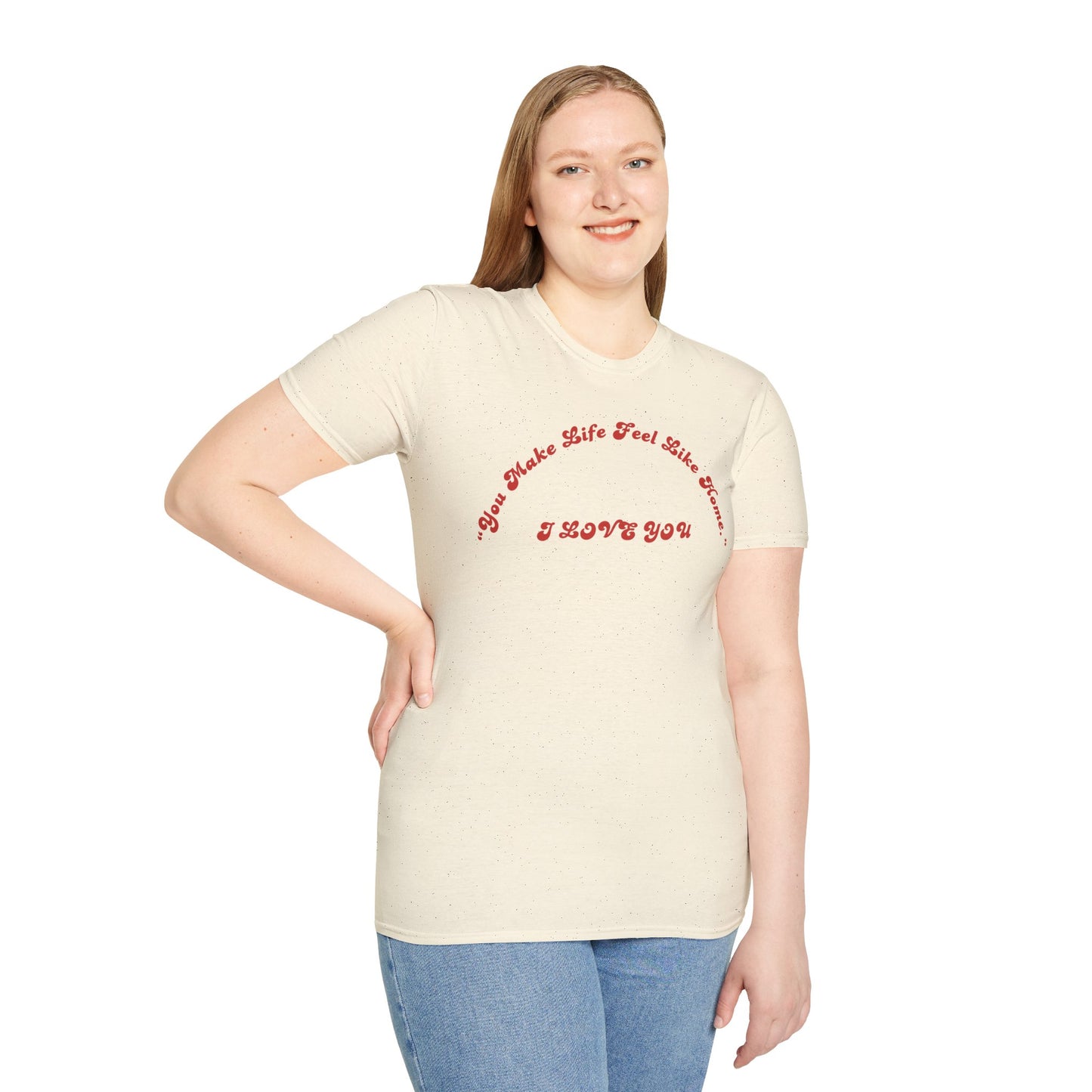 I Love You Graphic Tee — Romantic Red Script Chest Shirt