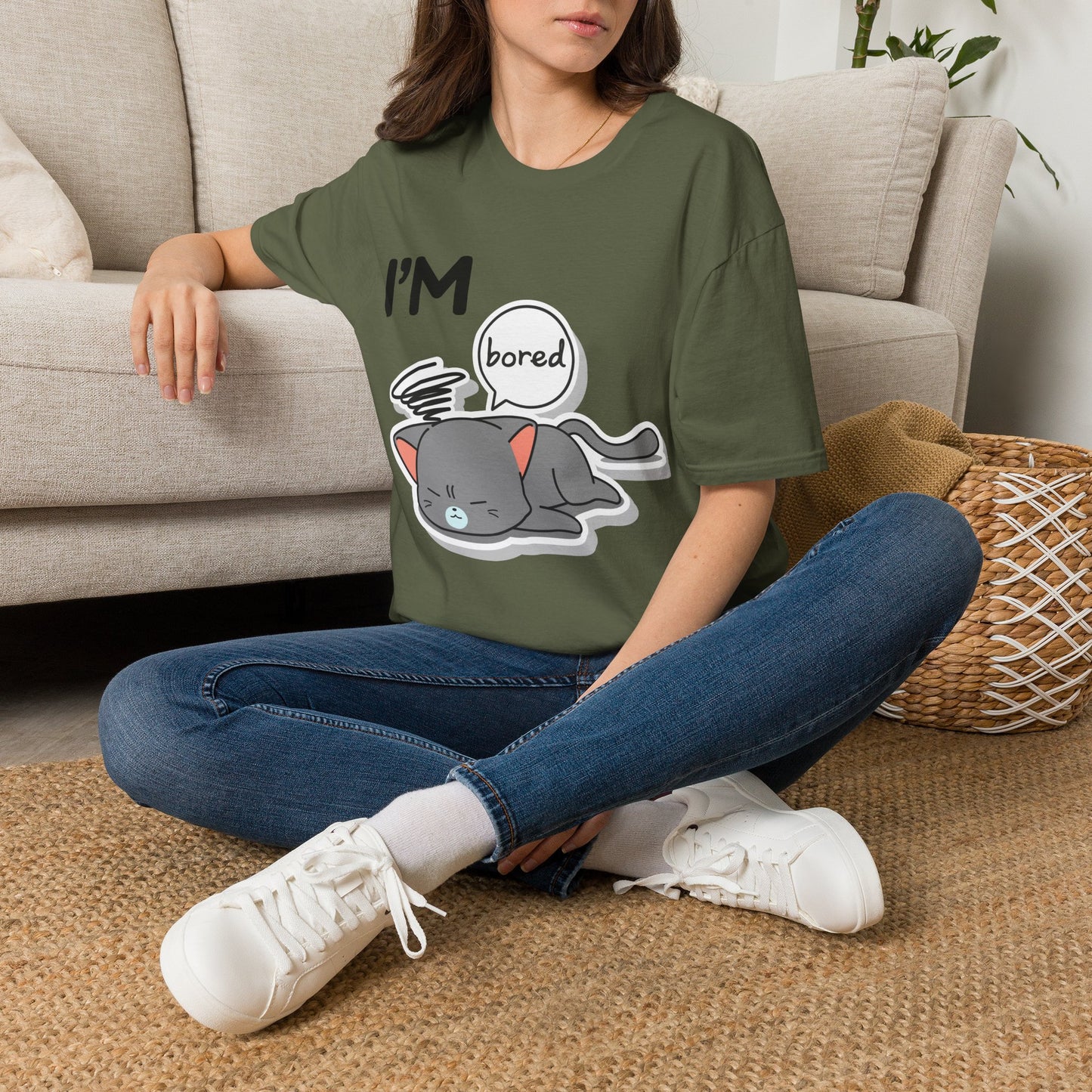 I'm Bored Sleeping Cat T-Shirt | Cute Kawaii Cat Illustration