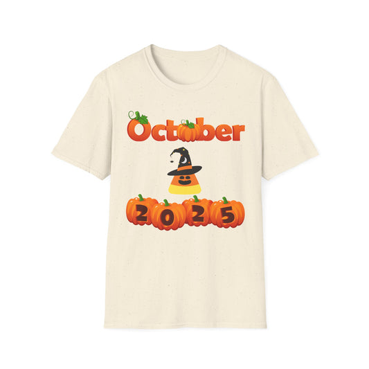 October Festive T-Shirt, Halloween Shirt, Unisex Fall Tee, Pumpkin Graphic Tee, October 2025 Apparel
