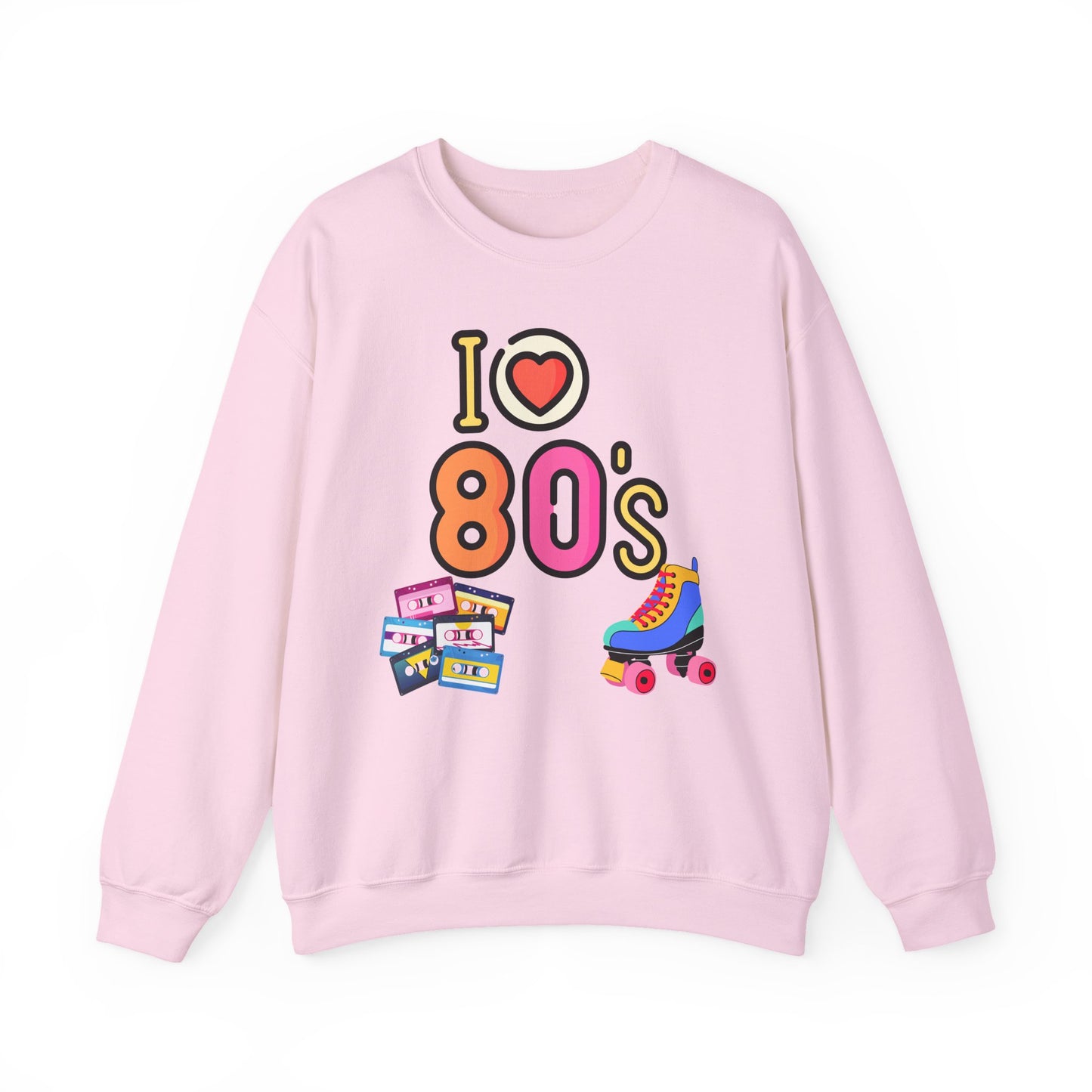 I Heart 80's Roller Skate Sweatshirt | Retro Tape Cassette 80s