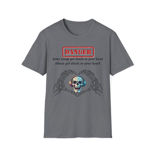 Skull Heart T-Shirt, Edgy Music Lover Tee, Unisex Graphic Shirt, Unique Gift for Friends, Casual Wear, Halloween Fashion