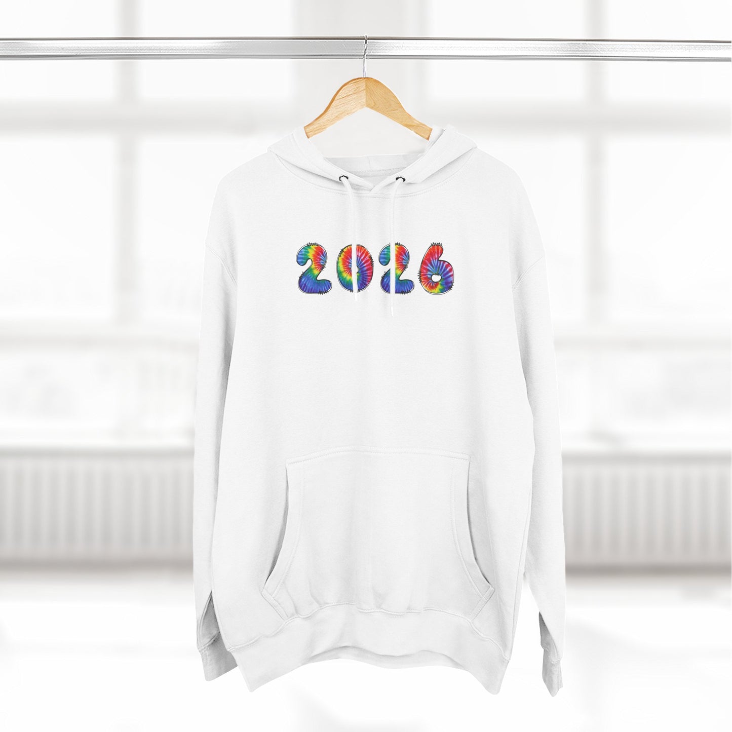 2026 Colorful Tie Dye Numbers Hoodie | New Year Retro Rainbow Design