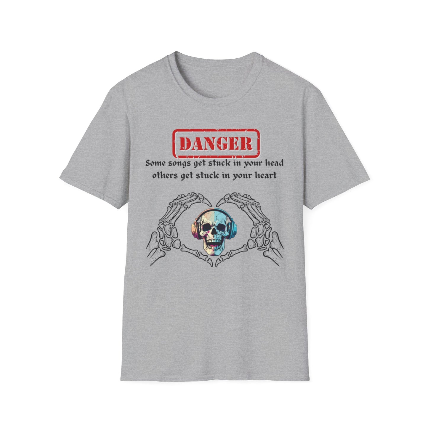 Skull Heart T-Shirt, Edgy Music Lover Tee, Unisex Graphic Shirt, Unique Gift for Friends, Casual Wear, Halloween Fashion