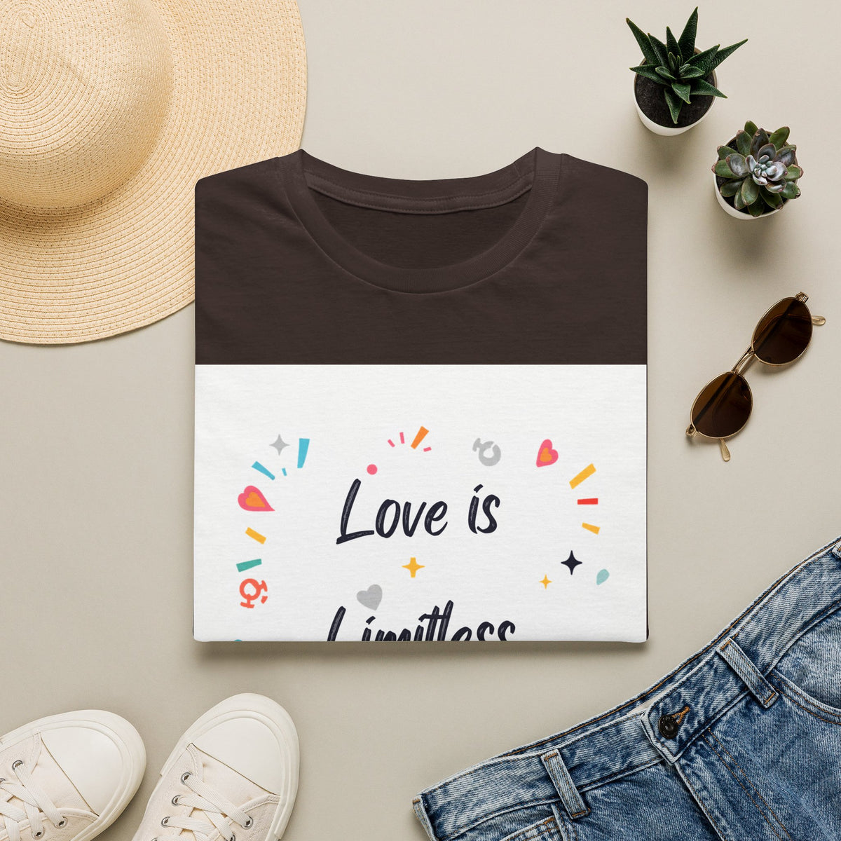 Love Is Limitless T-Shirt | Inspirational Pride Rainbow Heart Design