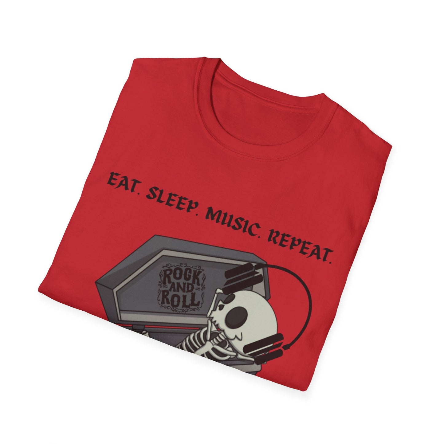Skeleton Music Vibes Unisex Softstyle T-Shirt | Rock Music Lovers Tee, Concert Shirt, Halloween Apparel, Gift for Musicians