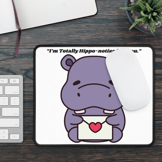 Totally Hippo-notized by You Gaming Mouse Pad | Cute Hippo Valentine Desk Mat