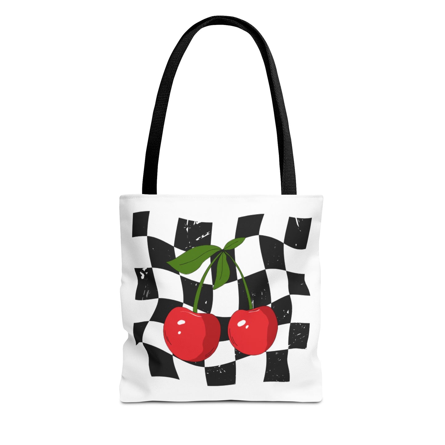 Cute Cherry Checkerboard Tote Bag, Summer Vibe Shopping Bag, Trendy Eco-Friendly Gift, Picnic Essential, Festival Accessory
