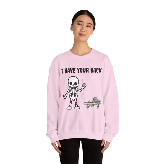 Skeleton Crewneck Sweatshirt - I Have Your Back, Funny Gift for Halloween, Cozy Casual Wear, Unisex Sweatshirt, Perfect for All Seasons