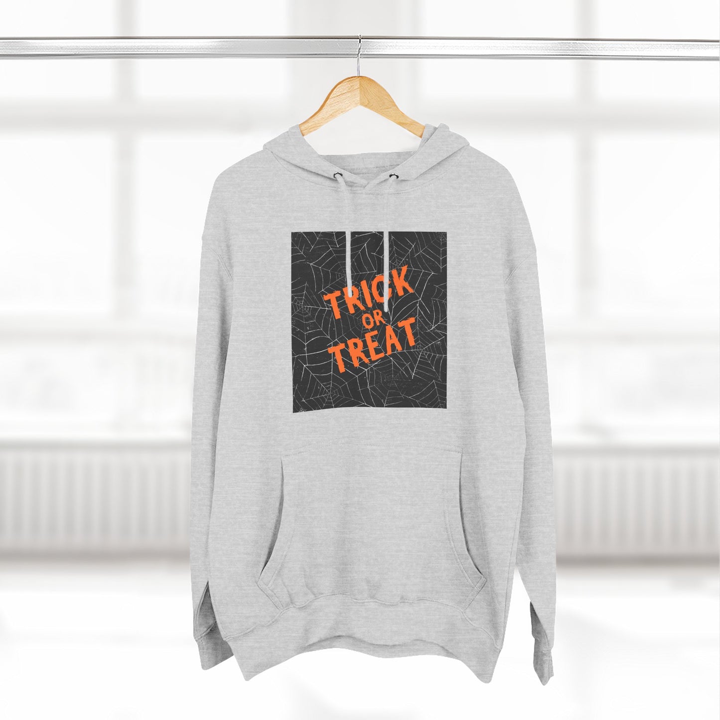 Halloween Trick or Treat Fleece Hoodie, Cozy Fall Apparel, Perfect for Costume Parties, Autumn Chill, Ghostly Gatherings, Comfortable Gift
