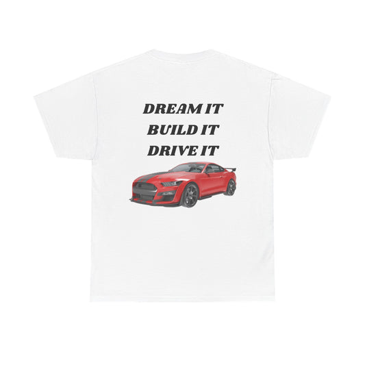Dream It Build It Drive It Unisex Heavy Cotton Tee, Car Lover Gift, Motorsport Apparel, Auto Enthusiast Shirt, Birthday Gift, Father's Day