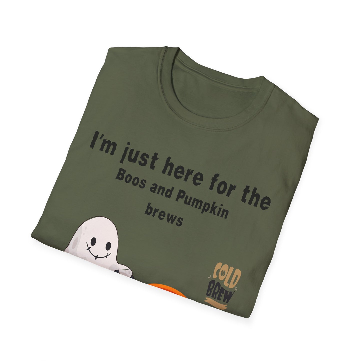 Halloween Ghostly Vibes T-Shirt, Boo's and Pumpkin Brews Tee, Unisex Casual Wear, Autumn Fashion, Spooky Season Clothing