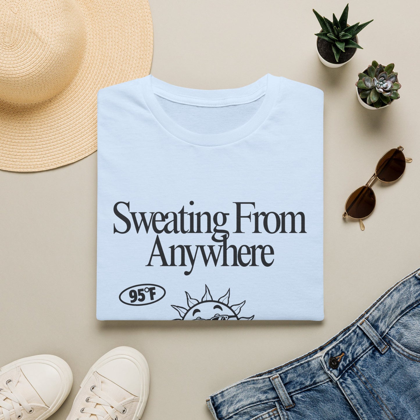 Sweating From Anywhere T-Shirt | Retro Sun Graphic 95F
