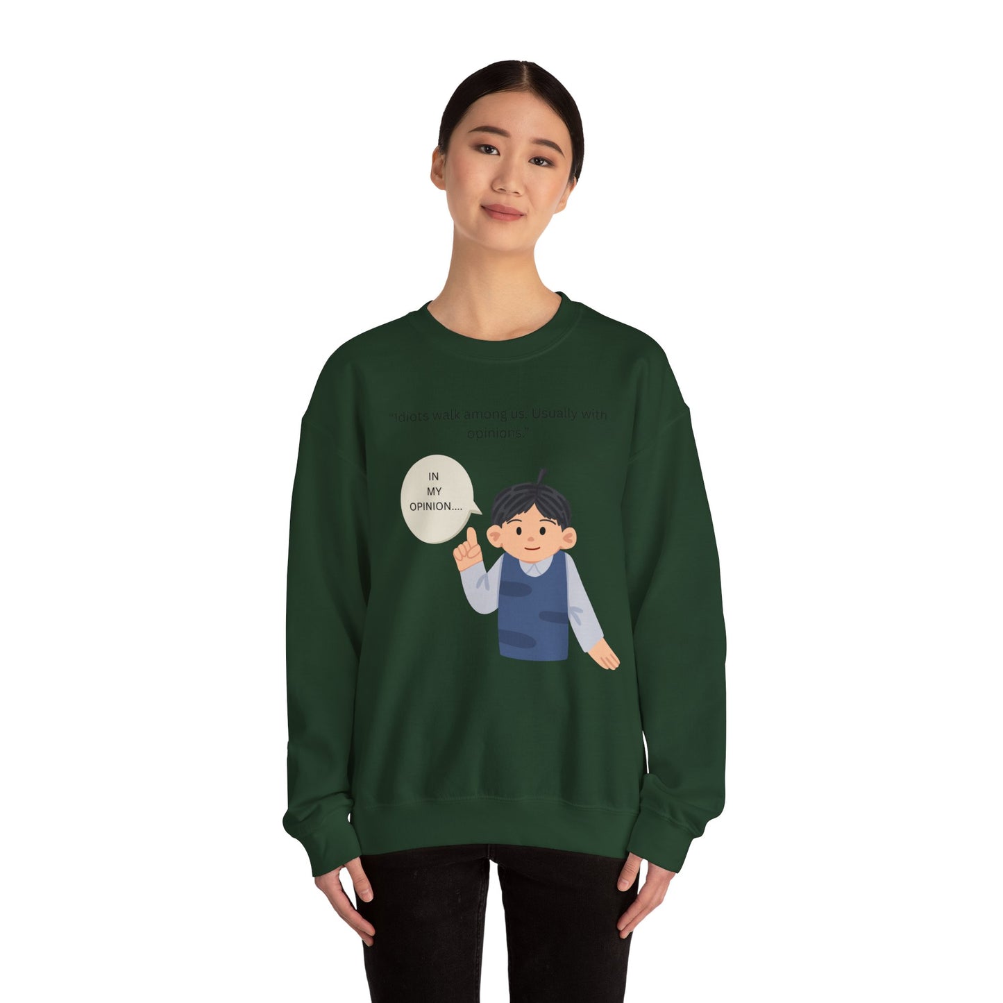 In My Opinion Boy Illustration Sweatshirt | Opinion Quote Crewneck
