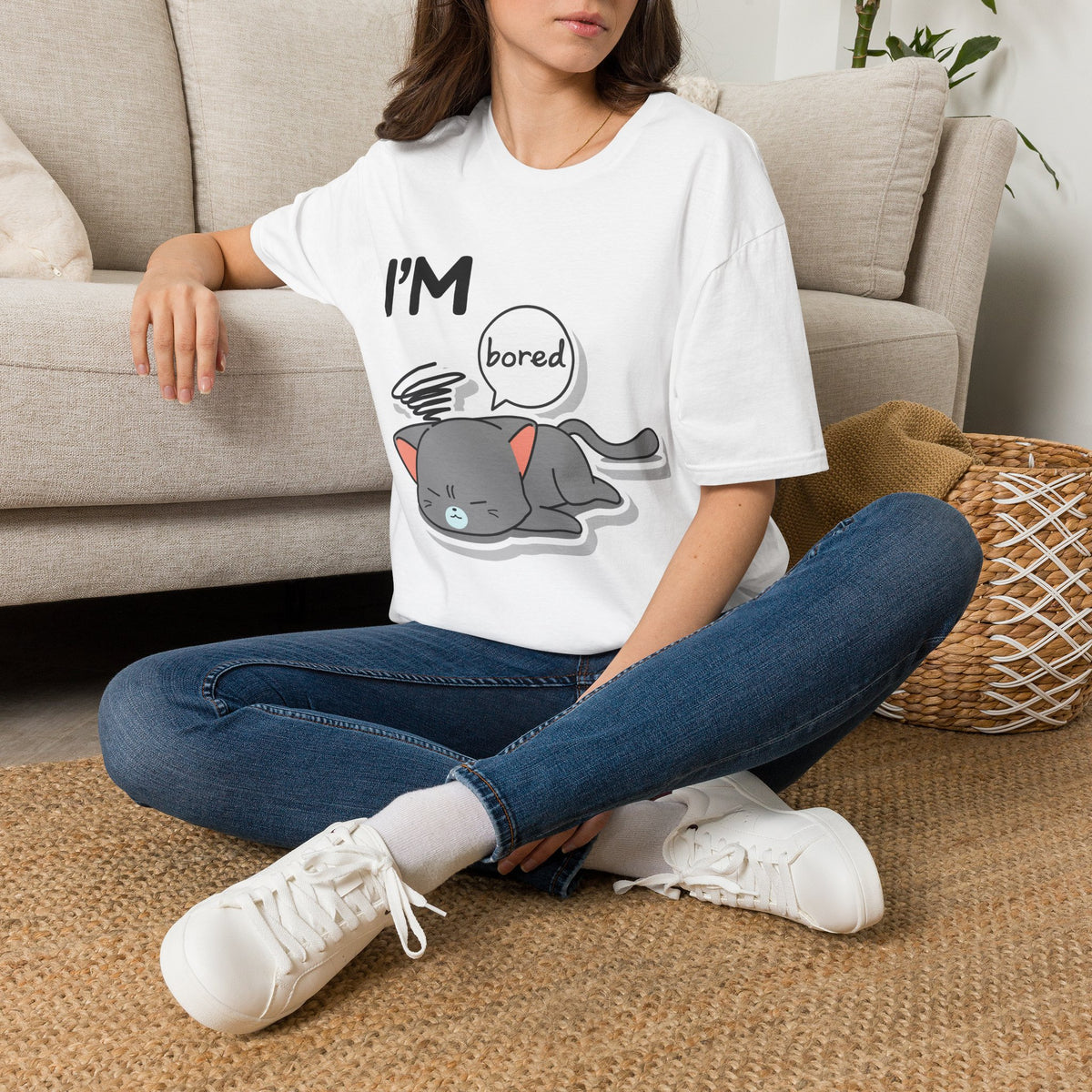I'm Bored Sleeping Cat T-Shirt | Cute Kawaii Cat Illustration