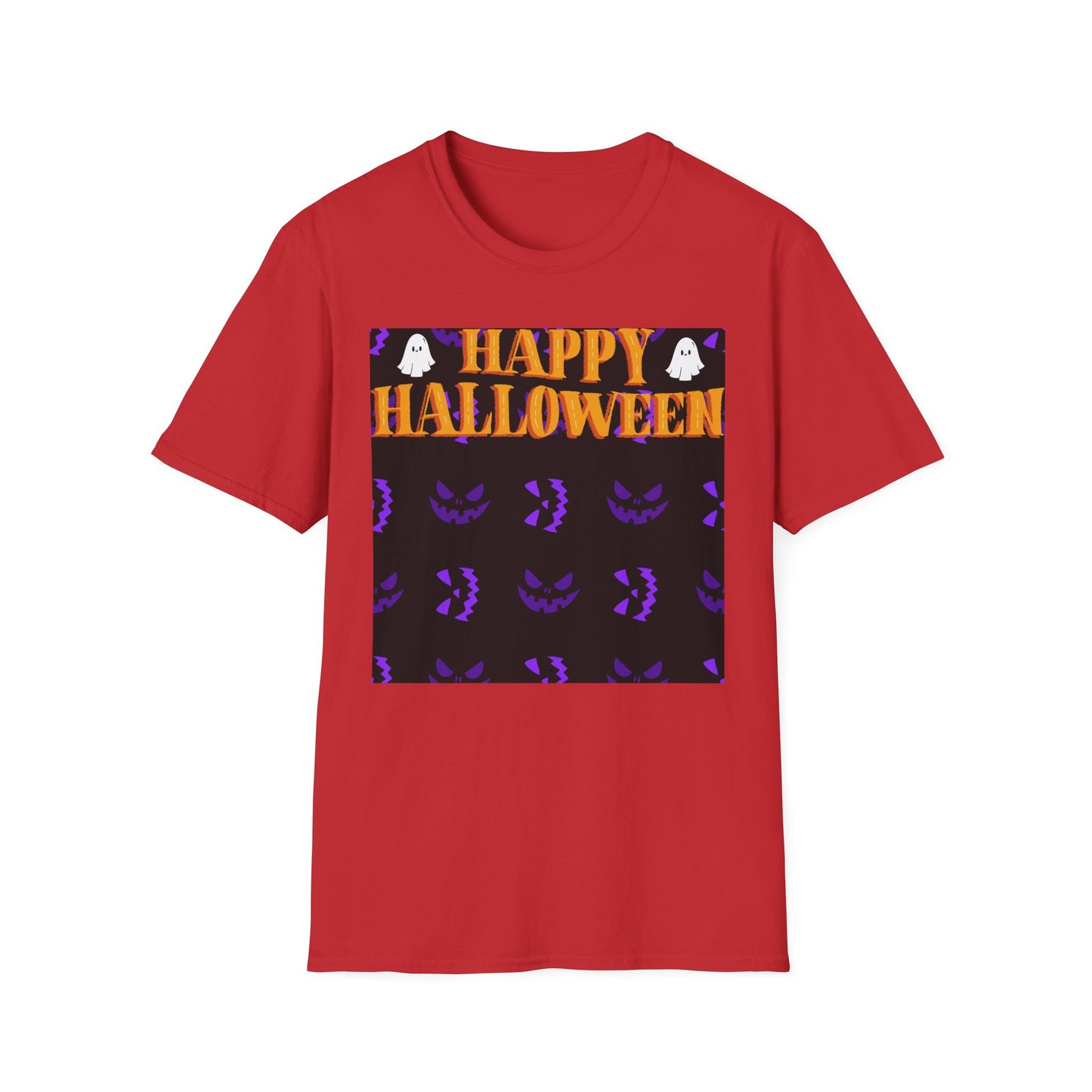 Halloween-Themed Unisex Softstyle T-Shirt, Spooky Fun Shirt, Ghost and Pumpkin Tee, Seasonal Apparel, Festive Gift, Halloween Costume