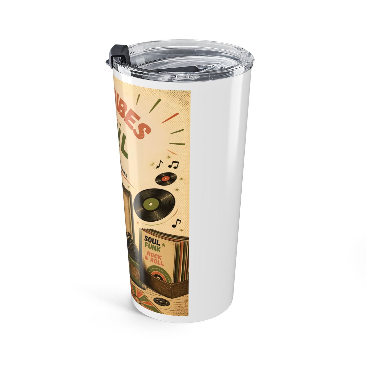 Good Vibes on Vinyl Tumbler 20oz | Retro Record Player Design
