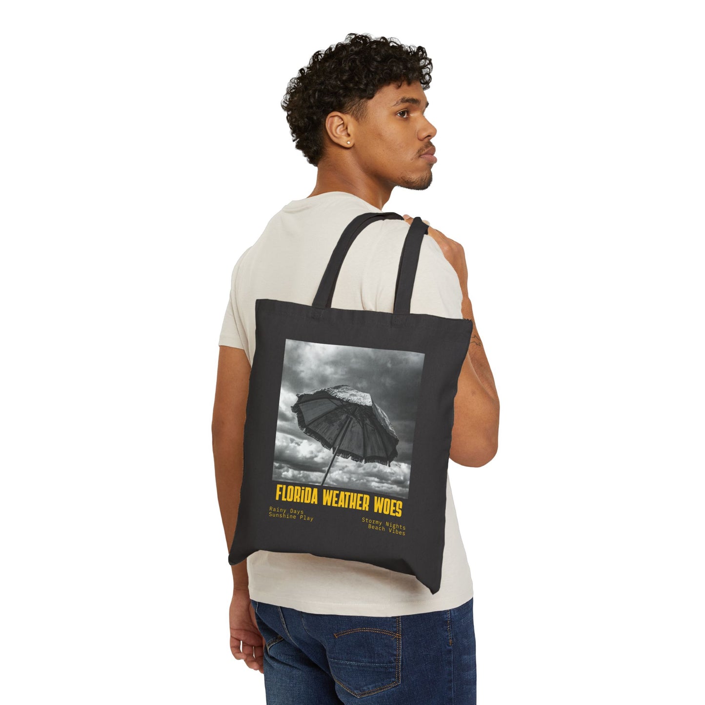 Florida Weather Woes Tote Bag | Vintage Umbrella Beach Photo