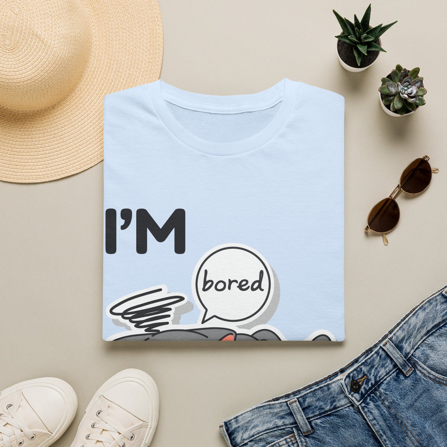 I'm Bored Sleeping Cat T-Shirt | Cute Kawaii Cat Illustration