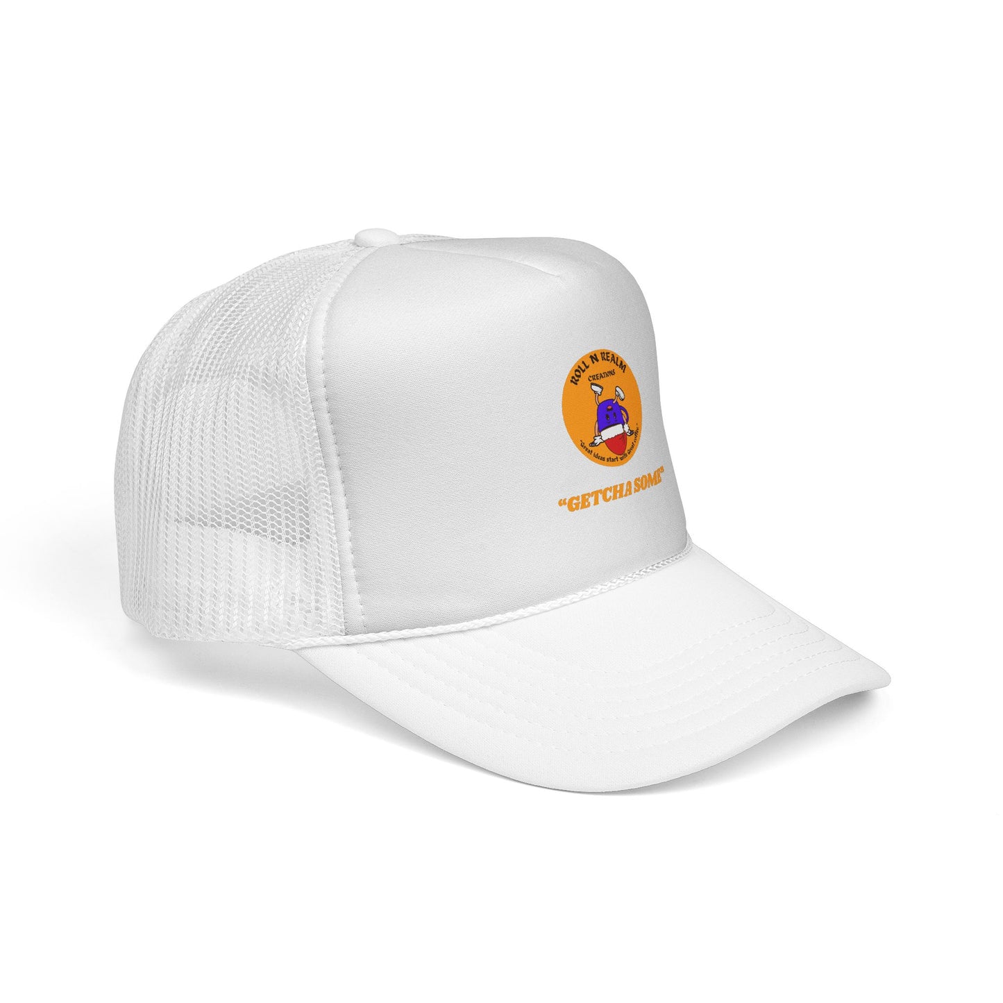 Roll R Rean's Ranch logo Trucker Cap | Red Mesh Trucker Hat