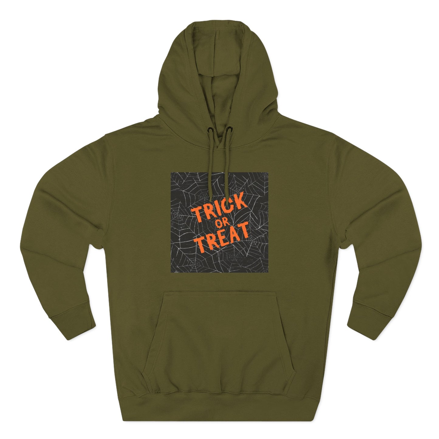 Halloween Trick or Treat Fleece Hoodie, Cozy Fall Apparel, Perfect for Costume Parties, Autumn Chill, Ghostly Gatherings, Comfortable Gift