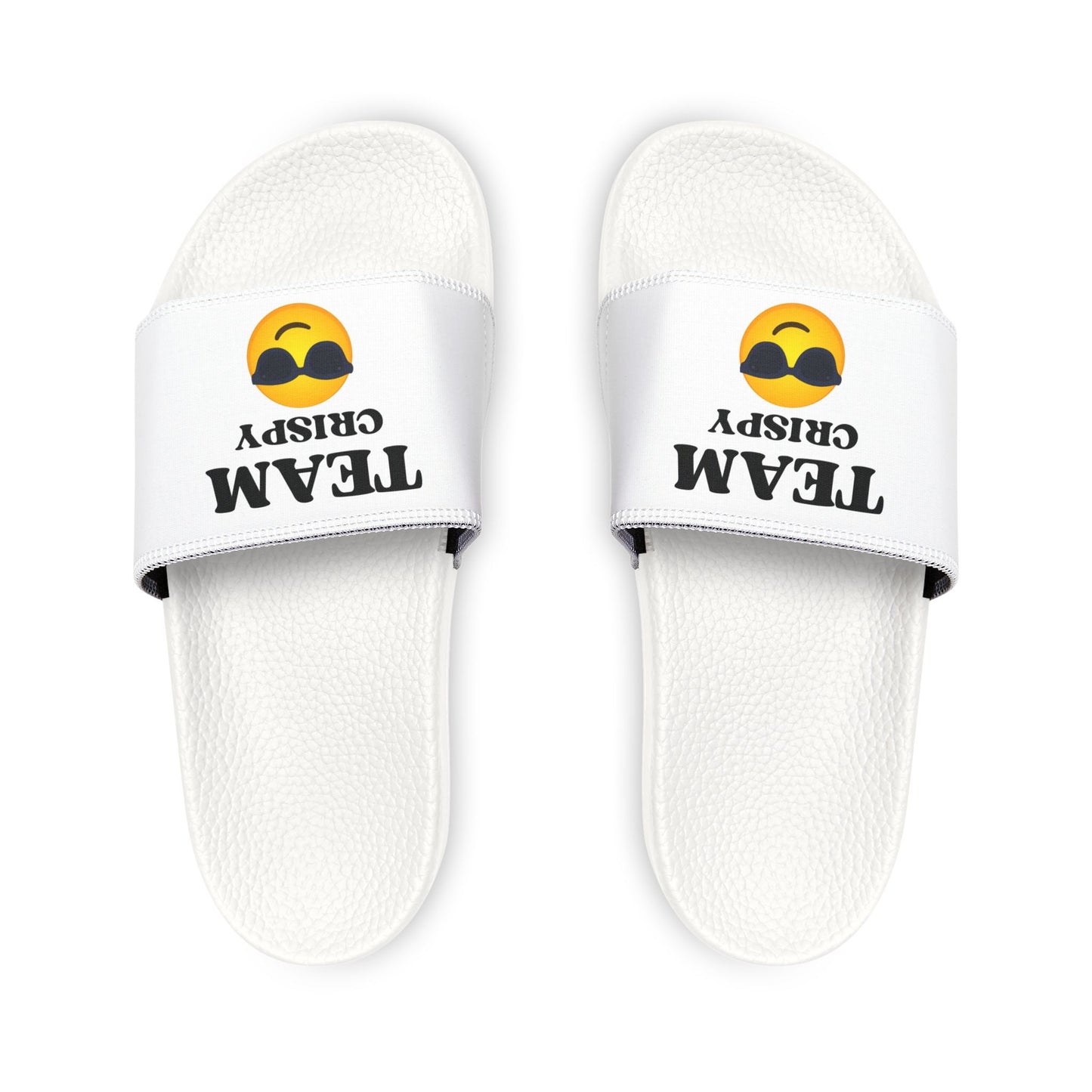Funny Men's Sandals, TEAM CRISPY Slide Slippers for Summer, Casual Footwear, Vacation Essentials, Gift for Him
