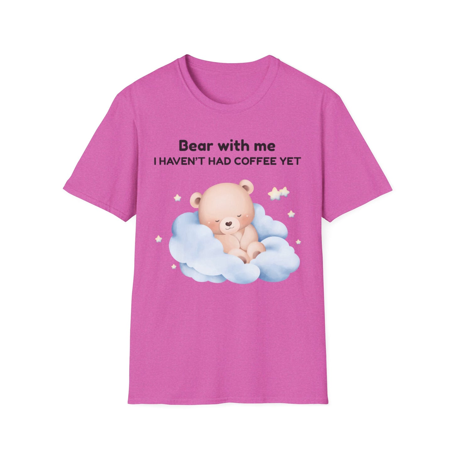 Cute Bear Coffee T-Shirt, Unisex Softstyle Tee, Perfect for Coffee Lovers, Gifts for Moms and Dads, Casual Everyday Wear, Birthday Gift