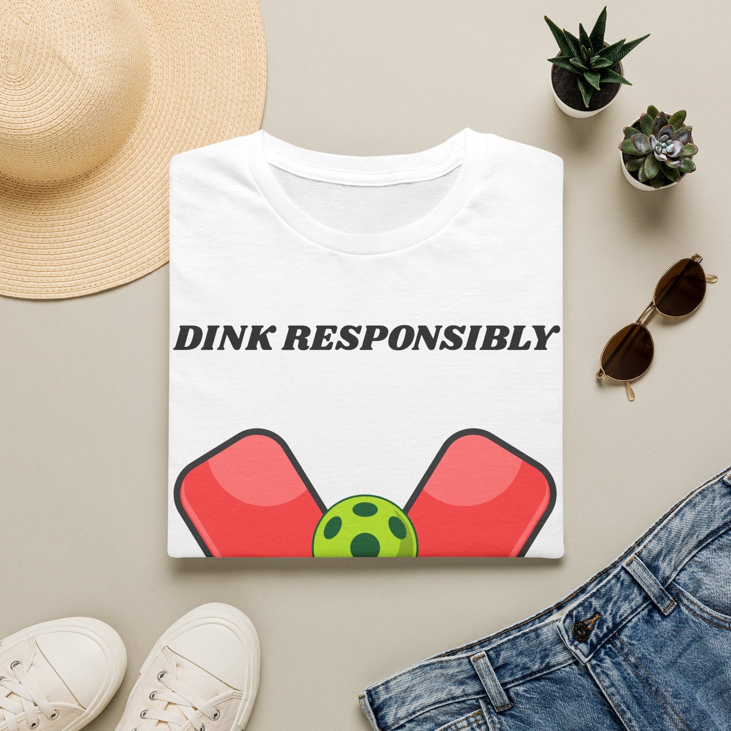 Dink Responsibly pickleball paddles and ball T-Shirt | Pickleball graphic tee
