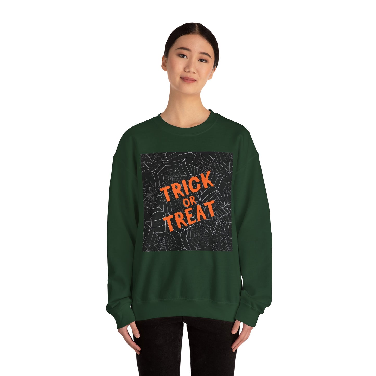 Halloween Trick or Treat Sweatshirt, Unisex Crewneck, Cozy Fall Fashion, Halloween Gatherings, Spooky Season Essentials