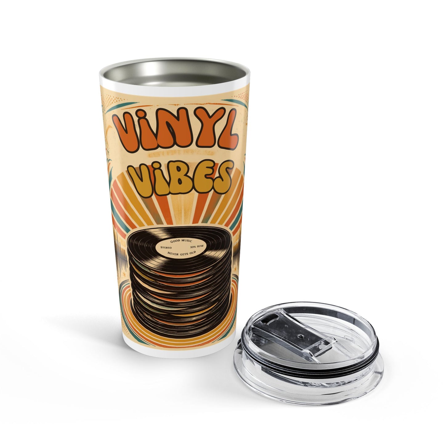 Vinyl Vibes record stack Tumbler | Retro 70s music design