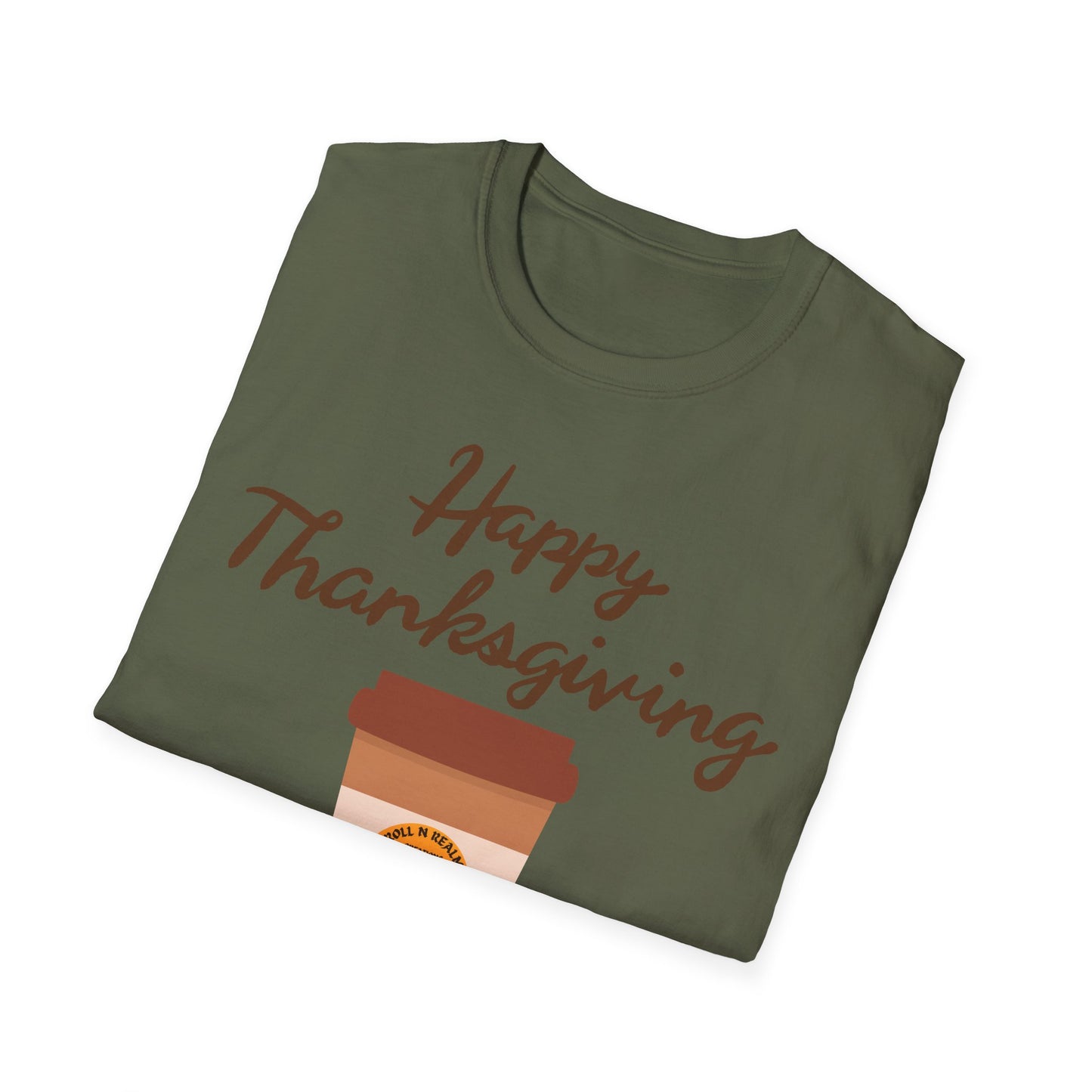 Thanksgiving Coffee T-Shirt - Unisex Softstyle Tee for Fall Celebrations, Autumn Apparel, Holiday Gathering, Family Gatherings, [...]