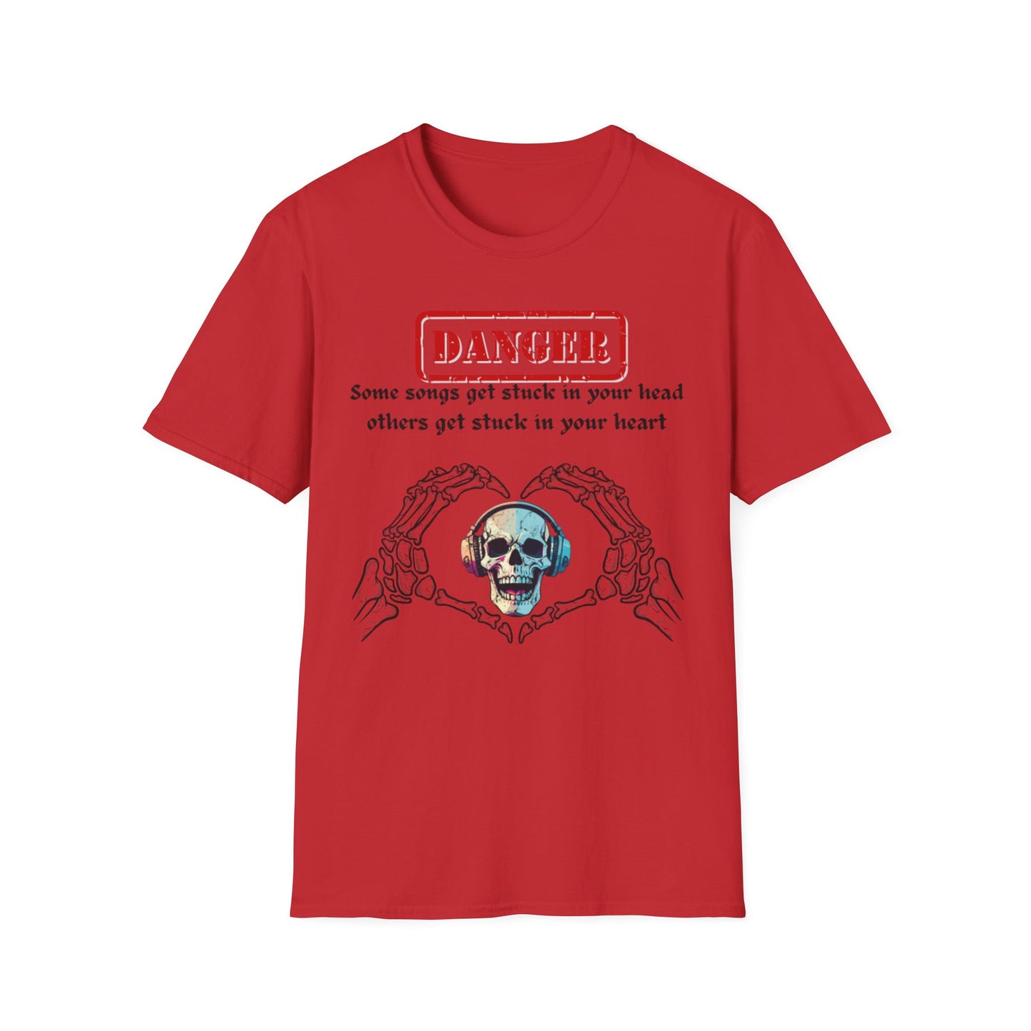 Skull Heart T-Shirt, Edgy Music Lover Tee, Unisex Graphic Shirt, Unique Gift for Friends, Casual Wear, Halloween Fashion