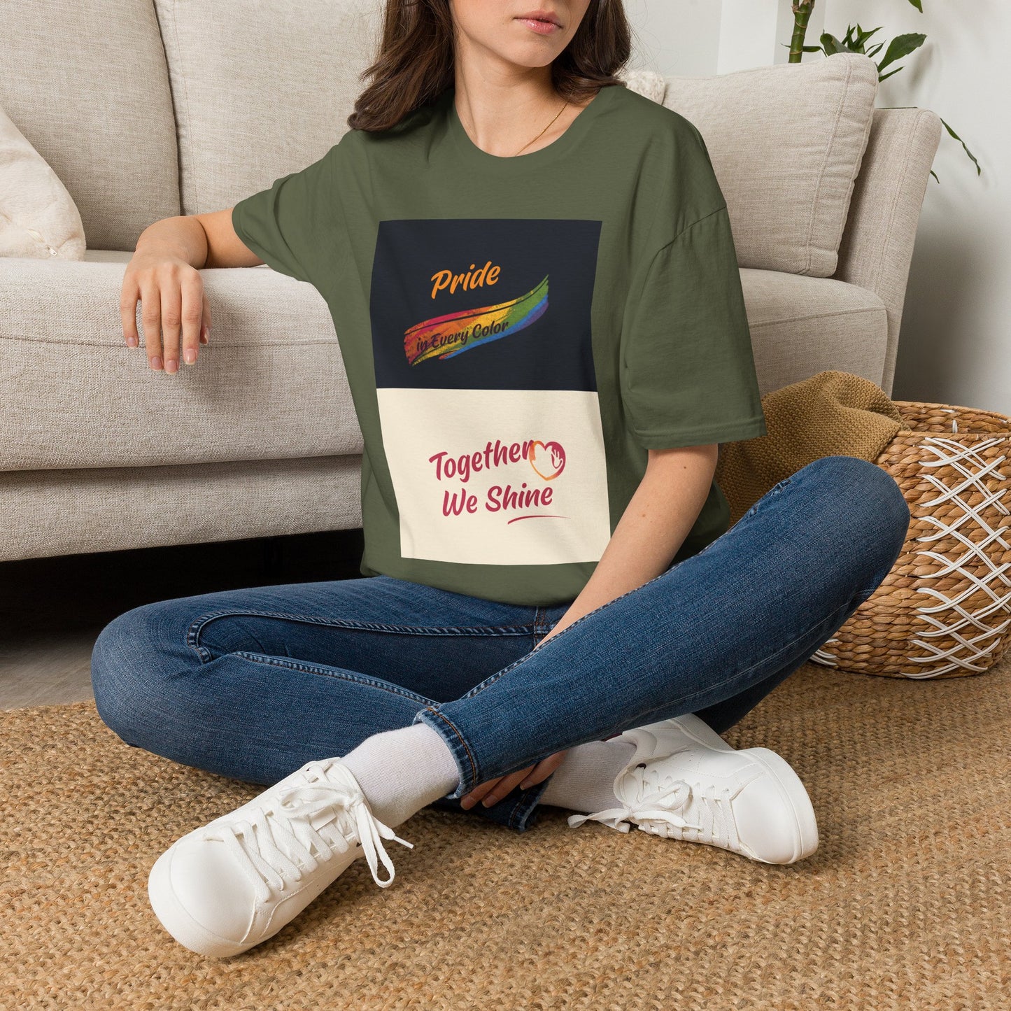 Pride Rainbow Brushstroke Together We Shine T-Shirt | LGBTQ+ Pride Tee