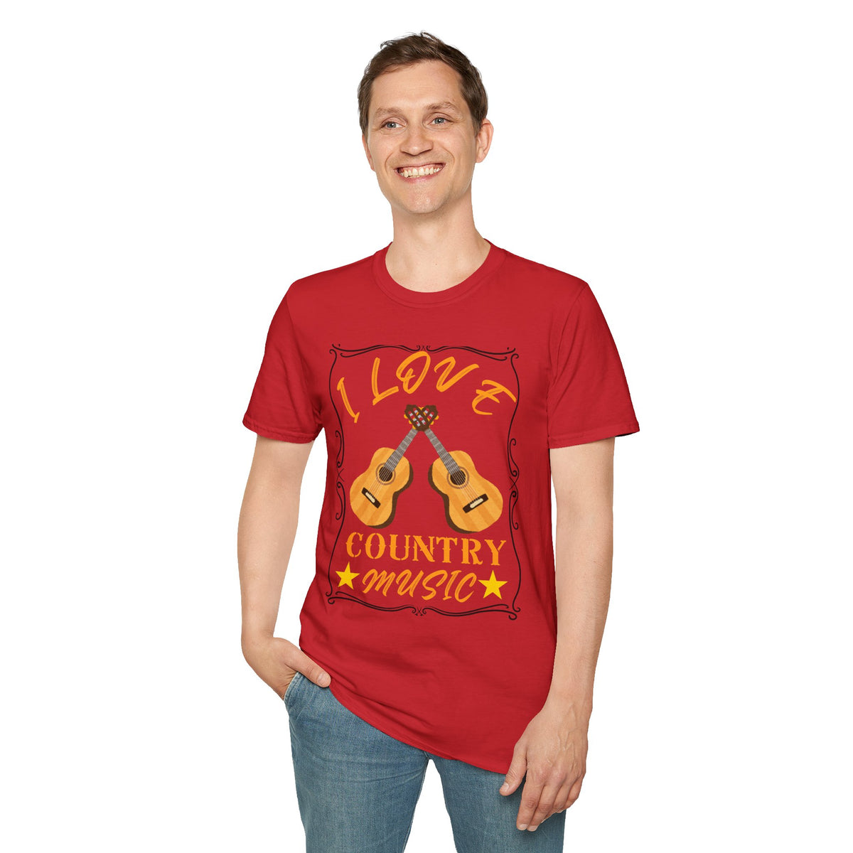 I Love Country Music T-Shirt | Acoustic Guitar Design