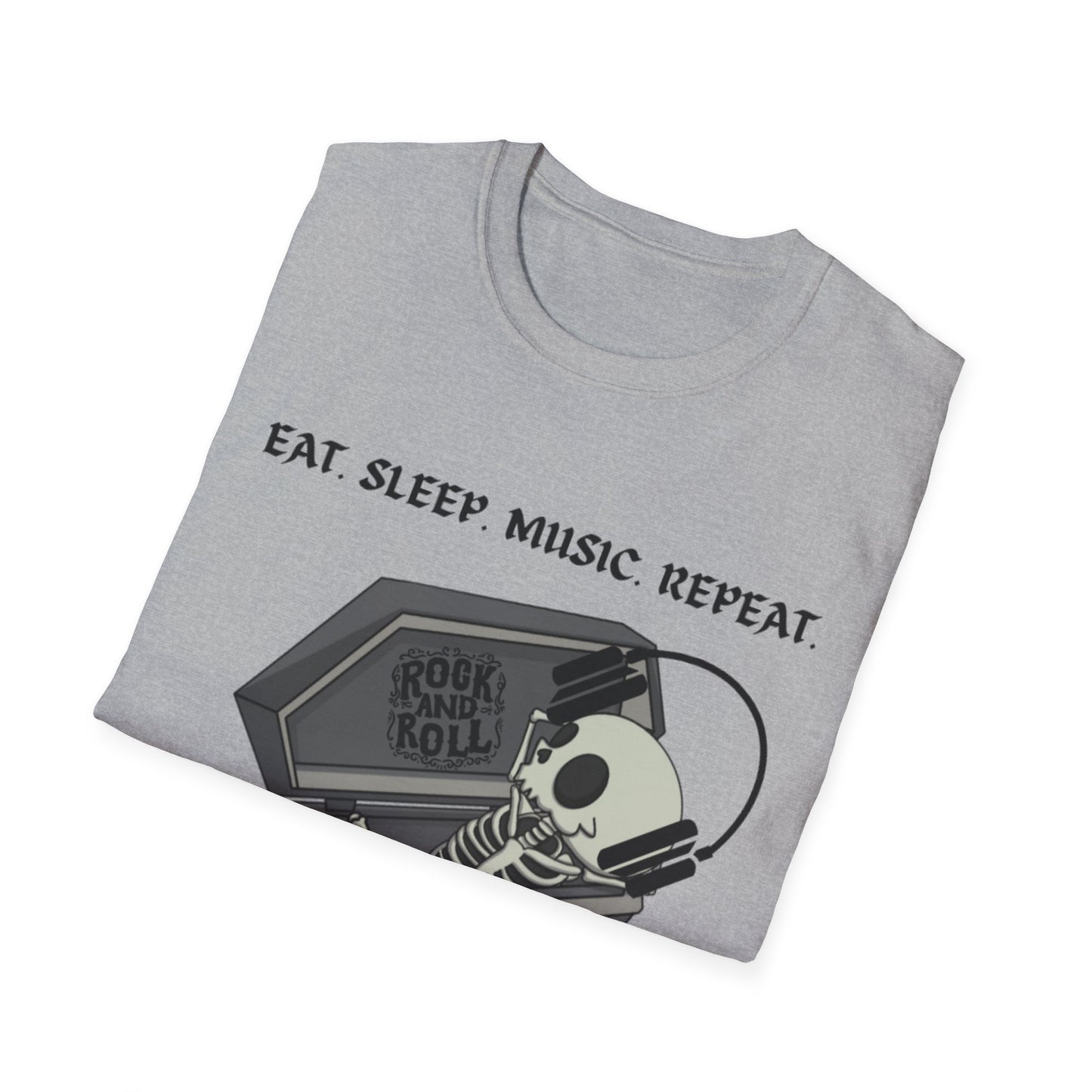 Skeleton Music Vibes Unisex Softstyle T-Shirt | Rock Music Lovers Tee, Concert Shirt, Halloween Apparel, Gift for Musicians