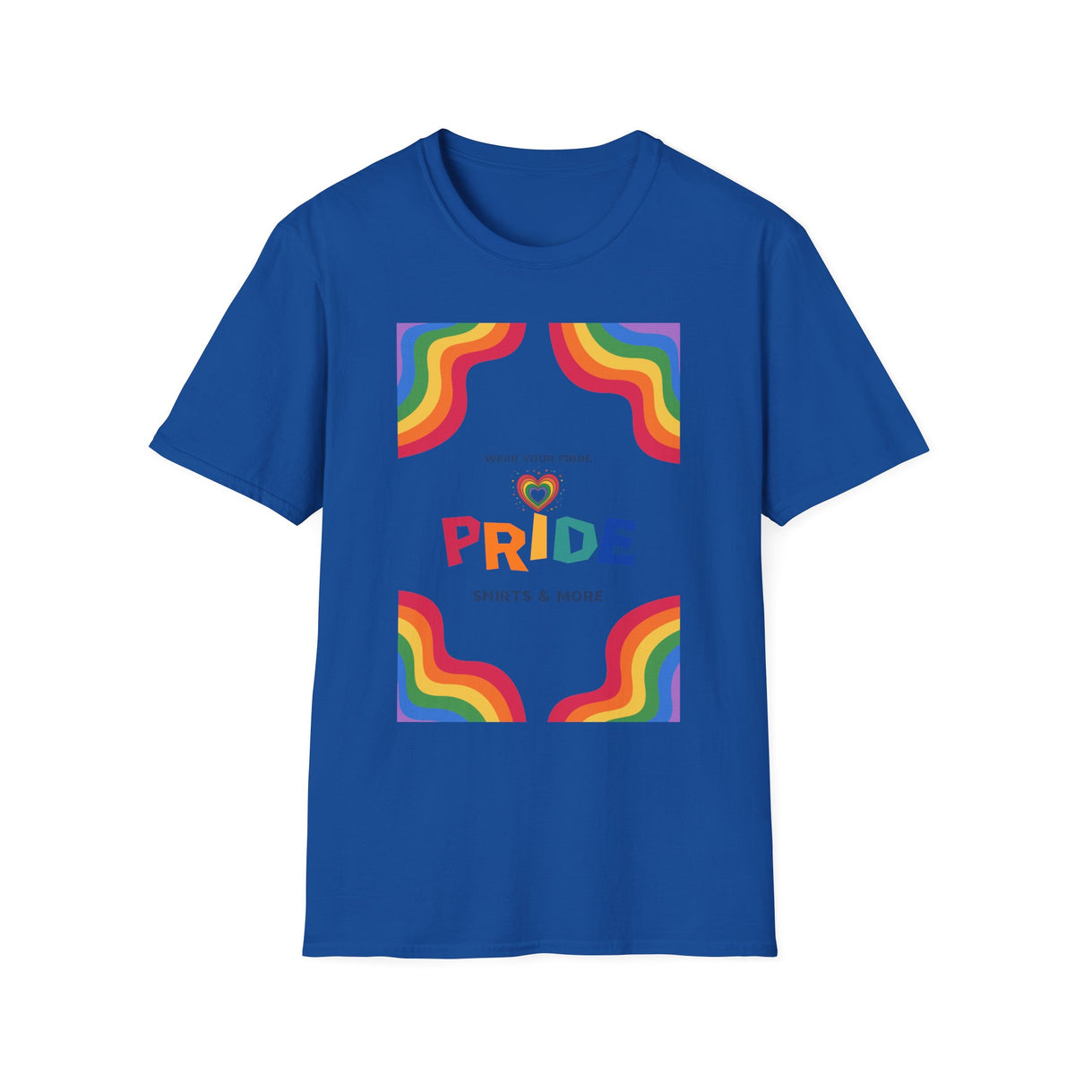 Rainbow Pride heart graphic T-Shirt | Wear Your Pride slogan