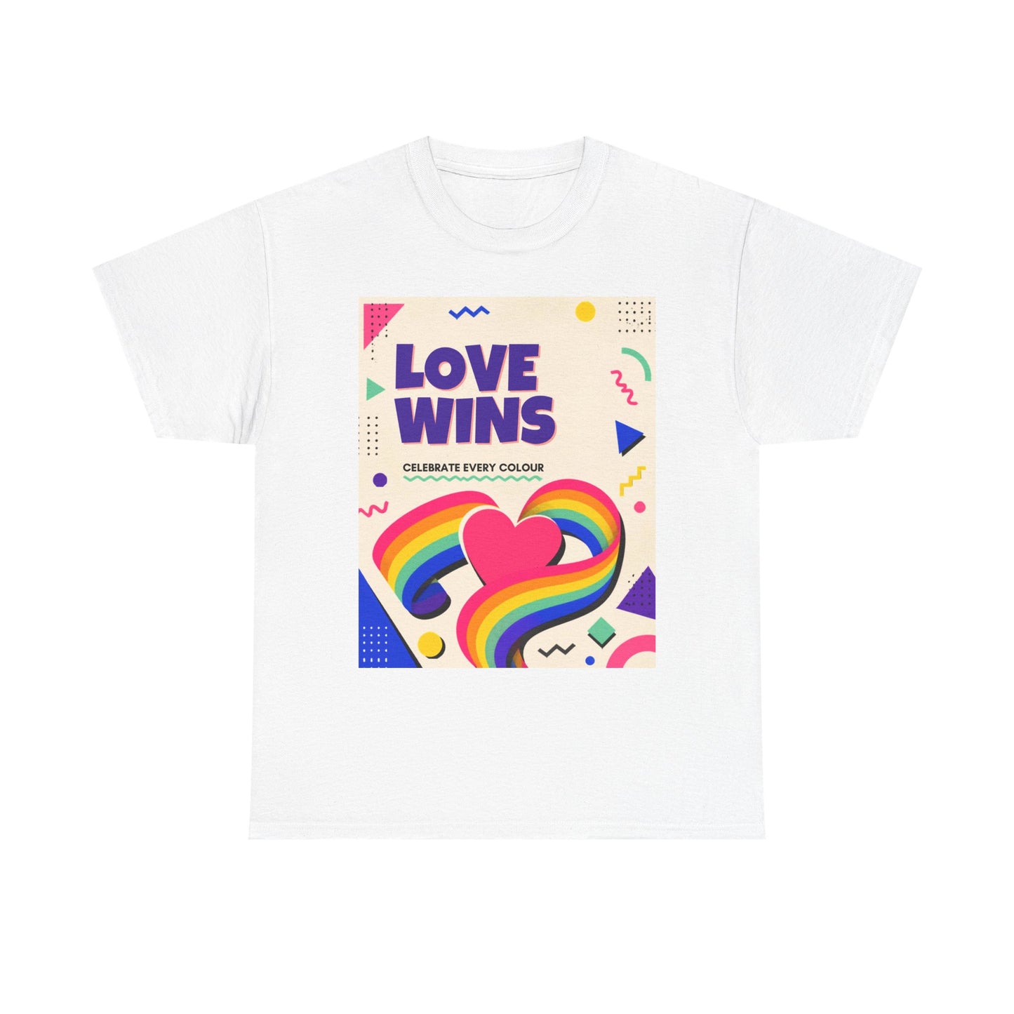 Love Wins rainbow heart T-Shirt | Pride graphic tee, colorful celebration design