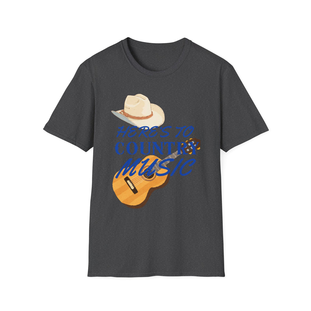 Heres to Country Music TShirt  Cowboy Hat & Guitar Design