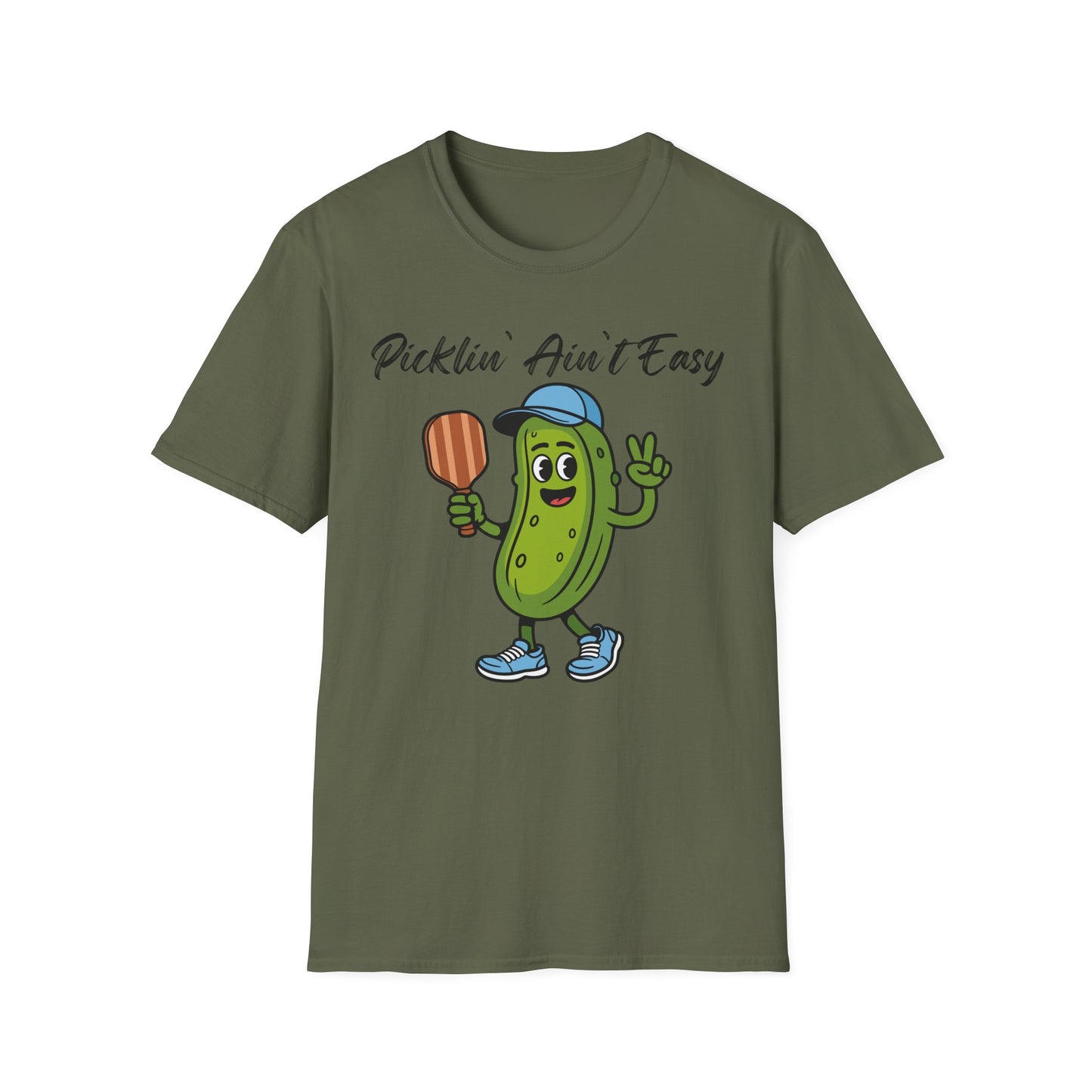 Picklin Ain't Easy Pickle Character T-Shirt | Cartoon Pickle with Paddle