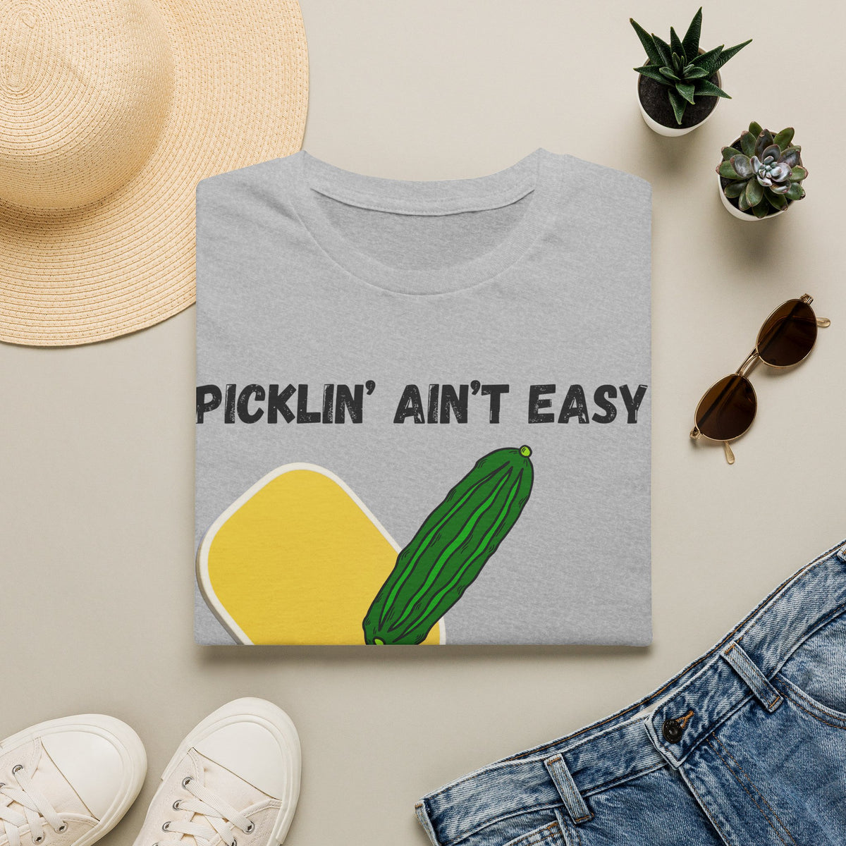 Picklin' Ain't Easy Pickleball Paddle T-Shirt | Funny Pickleball Shirt