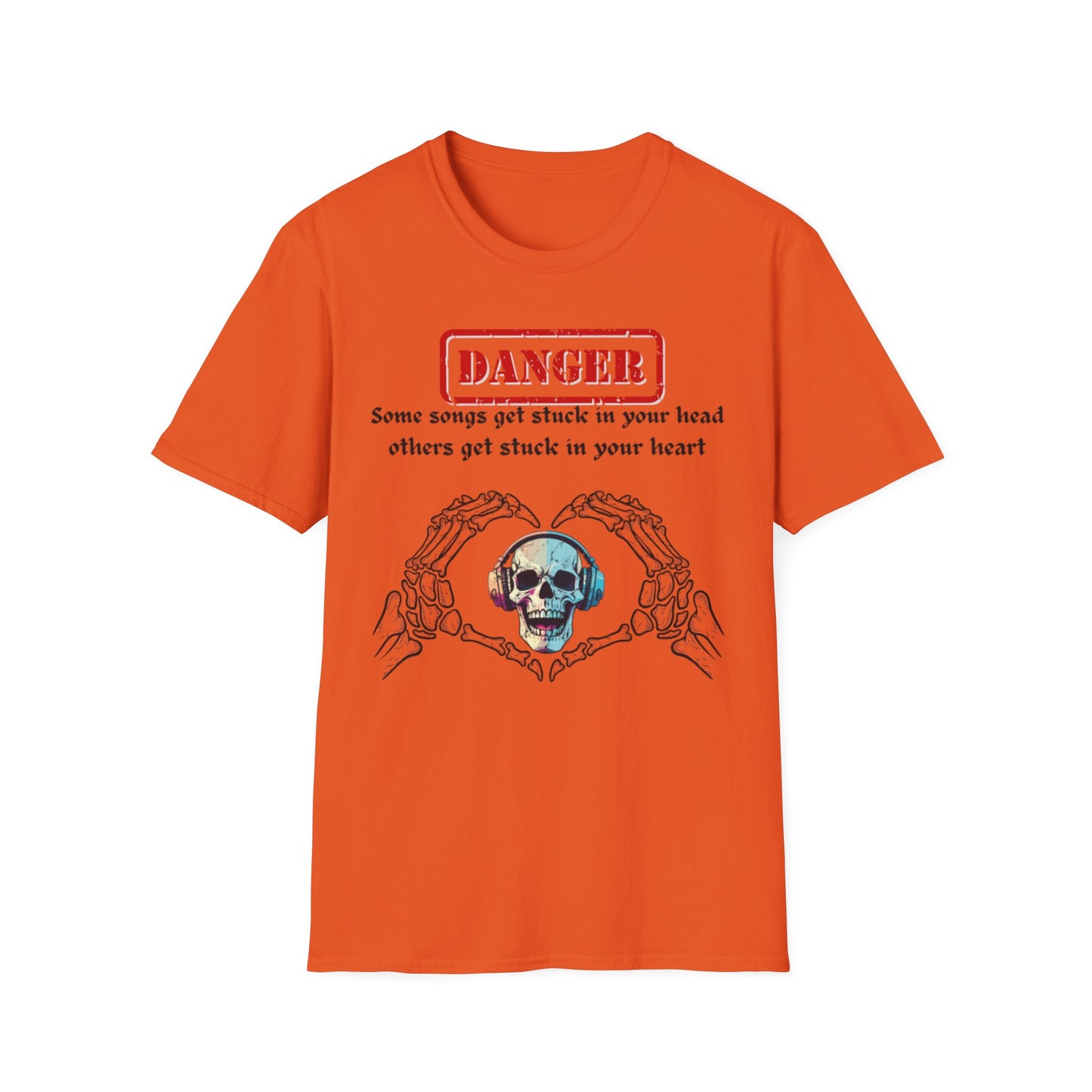 Skull Heart T-Shirt, Edgy Music Lover Tee, Unisex Graphic Shirt, Unique Gift for Friends, Casual Wear, Halloween Fashion