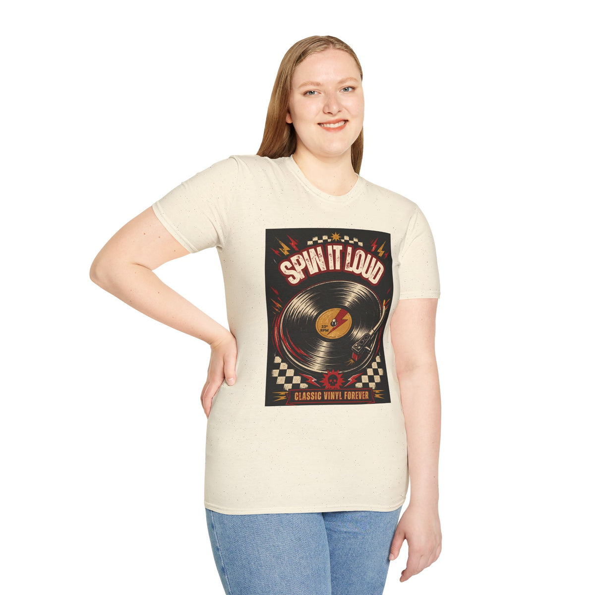 Spin It Loud Vinyl Record T-Shirt | Retro Music Graphic Tee
