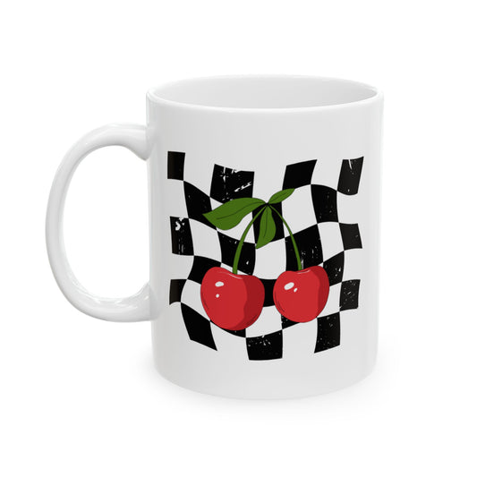 Retro Checkerboard Ceramic Mug | Coffee Lovers Gift, Tea Mug, Artistic Drinkware, Home Decor, Unique Kitchenware