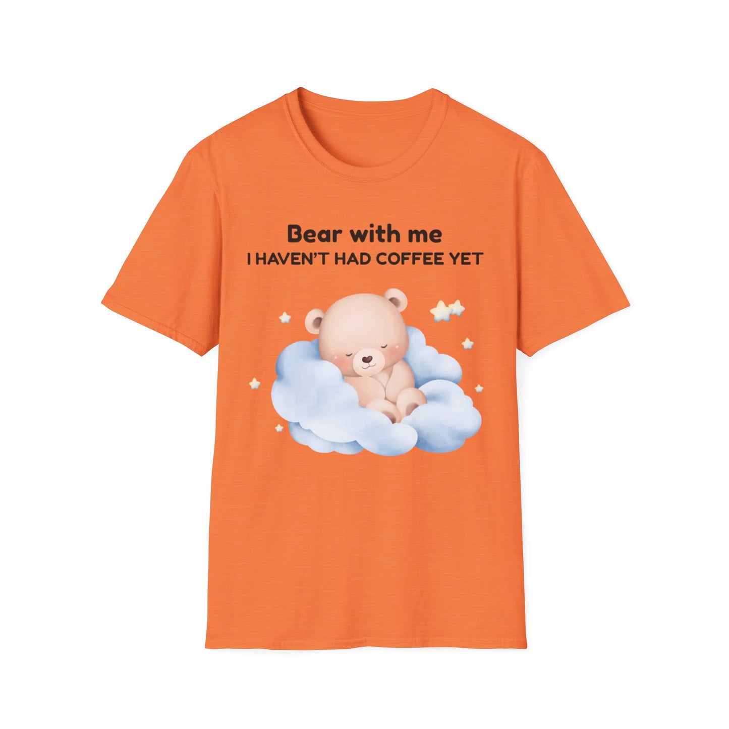 Cute Bear Coffee T-Shirt, Unisex Softstyle Tee, Perfect for Coffee Lovers, Gifts for Moms and Dads, Casual Everyday Wear, Birthday Gift
