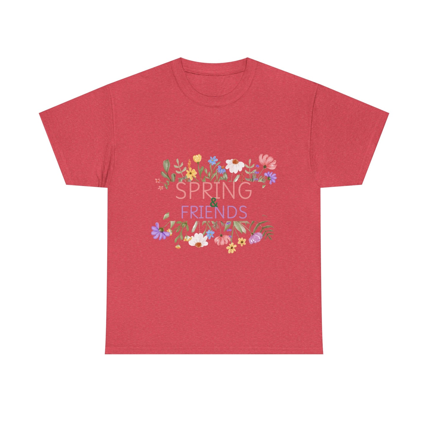 Spring & Friends Floral Unisex Heavy Cotton Tee | Casual Wear, Spring Outfit, Gift for Her, Nature Lover Shirt, Eco-Friendly Tee