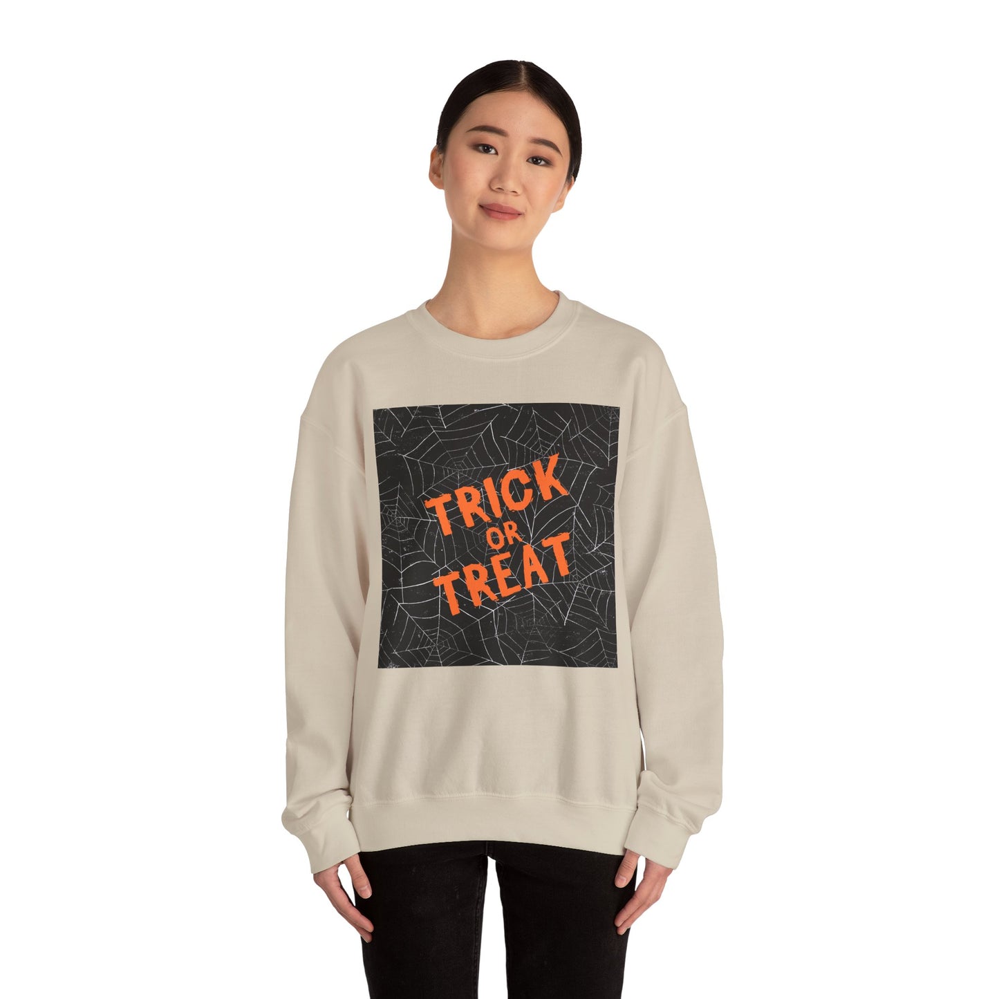 Halloween Trick or Treat Sweatshirt, Unisex Crewneck, Cozy Fall Fashion, Halloween Gatherings, Spooky Season Essentials