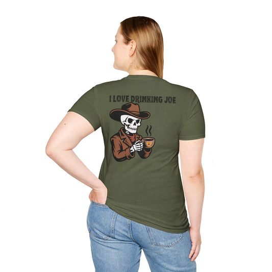 Cool Skull Coffee Lover T-Shirt, Graphic Tee for Coffee Lovers, Funny Unisex T-Shirt, Skeleton Shirt, Gift for Him/Her