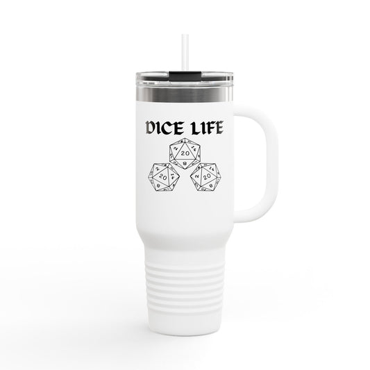 Dice Life Insulated Travel Mug, 40oz | Perfect for Gamers, Strong Design, Great for Parties, Gifts for RPG Fans, Outdoor Adventures
