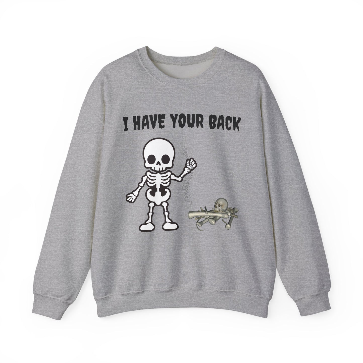 Skeleton Crewneck Sweatshirt - I Have Your Back, Funny Gift for Halloween, Cozy Casual Wear, Unisex Sweatshirt, Perfect for All Seasons
