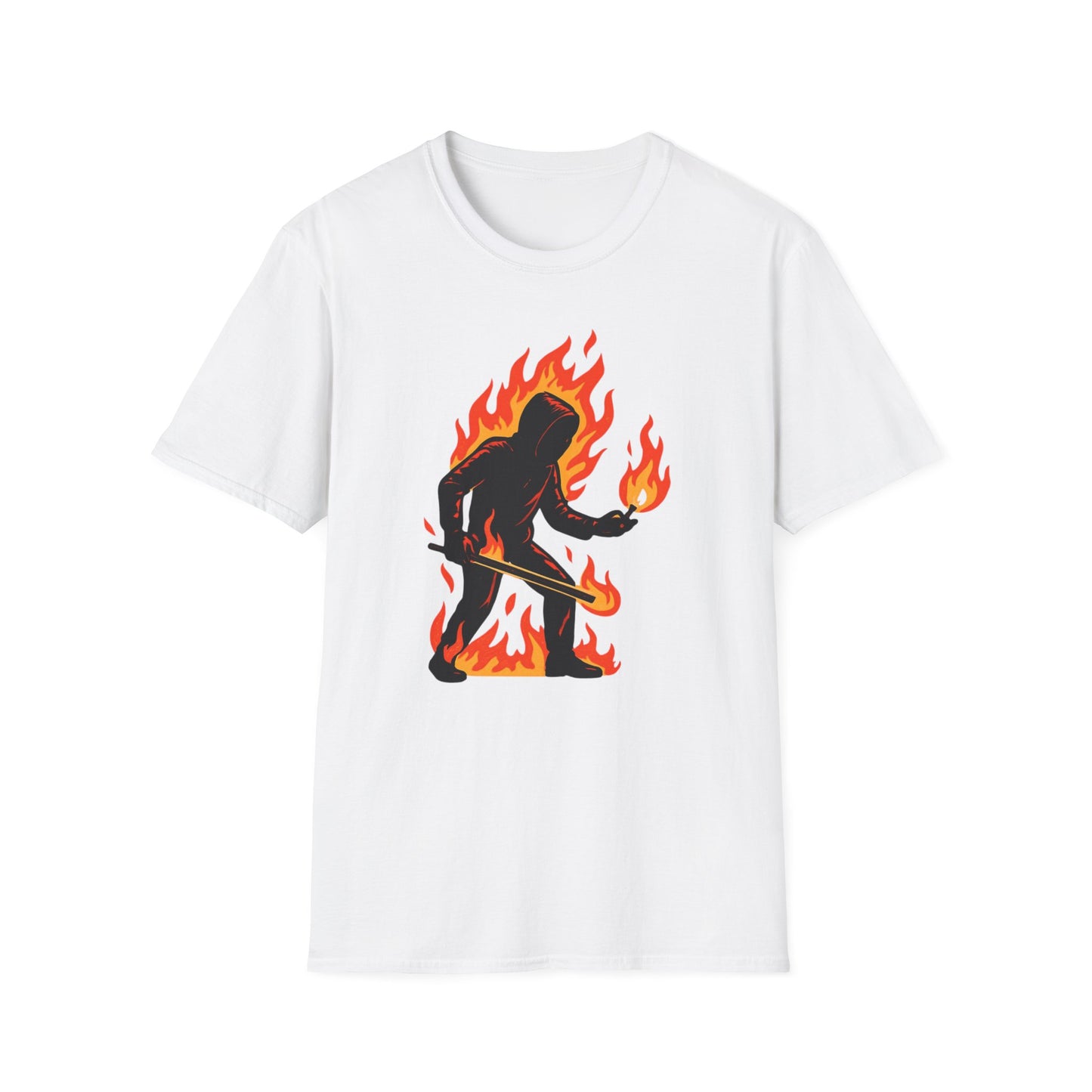 Flaming Sasquatch Illustration T-Shirt | Fire Bigfoot Graphic Tee