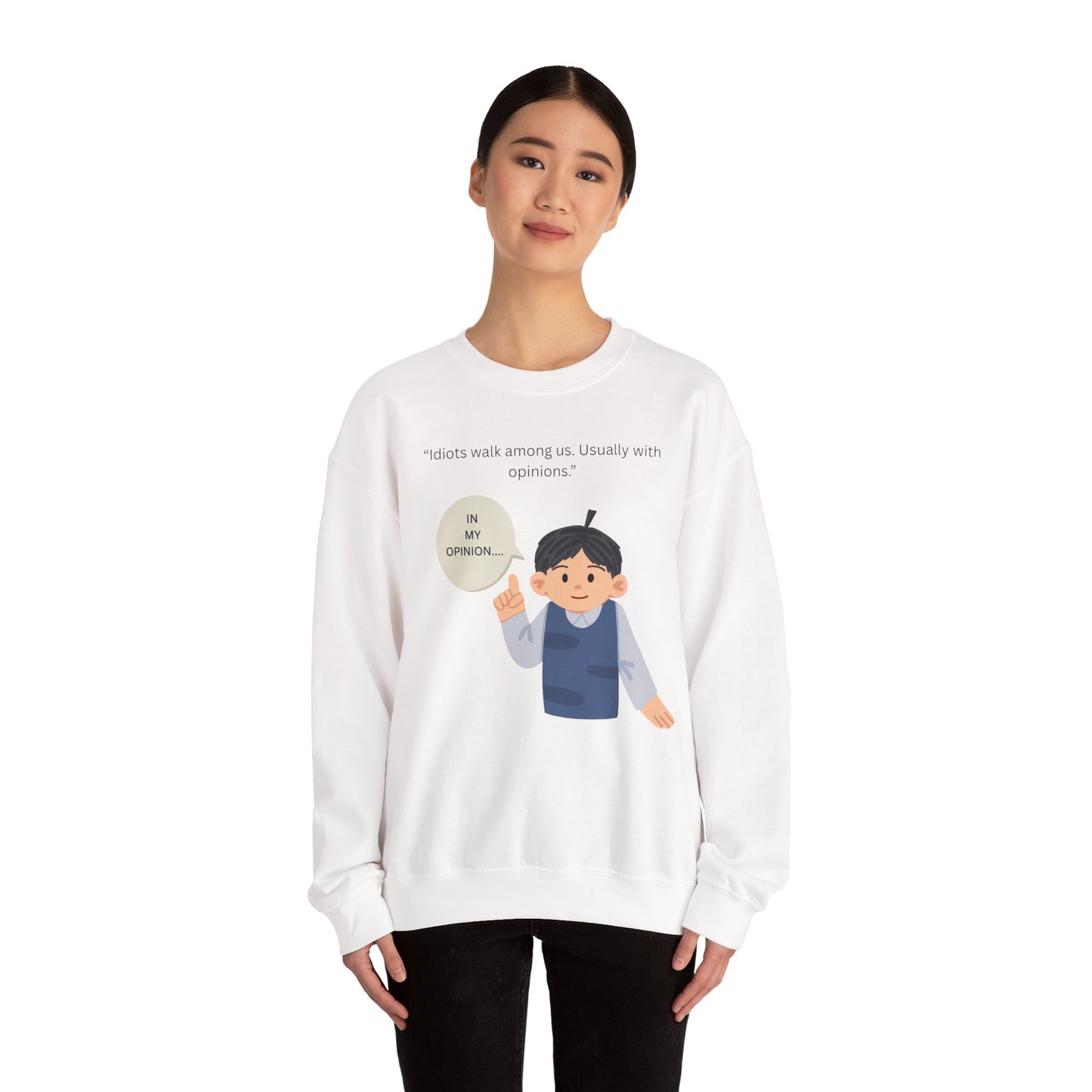 In My Opinion Boy Illustration Sweatshirt | Opinion Quote Crewneck